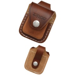 Funda Zippo con trabilla marrón