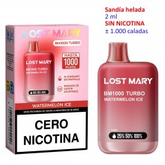 Watermelon Ice 0 mg. Lost Mary BM1000 TURBO Vaper desechable