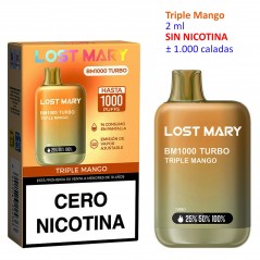 Triple Mango 0 mg. Lost Mary BM1000 TURBO Vaper desechable