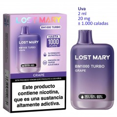 Grape 20 mg. Lost Mary BM1000 TURBO Vaper desechable