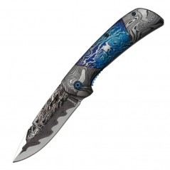 8,3  cm.  Navaja  Albainox  con  mango  acero  diseño  3D  Damasco