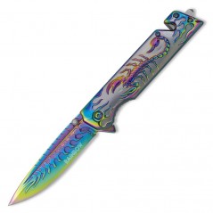 9,5  cm.  Navaja  Albainox  Rainbow  escorpión  con  mango  de  acero