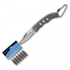 4  cm.  Hoja  Blister  con  6  navajas  Albainox  con  mango  acero  gris