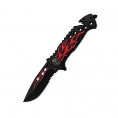 8,5  cm.  Navaja  Albainox  aluminio  roja  con  sierra