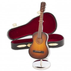 Guitarra  española  decorativa  marrón.  Miniatura  en  madera.  Con  estuche  y...