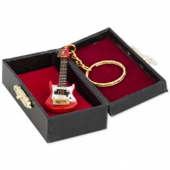 Llavero  guitarra  eléctrica  miniatura  roja.  Con  estuche