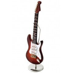 Guitarra  eléctrica  decorativa  marrón/blanca.  Miniatura  en  madera.  Con...