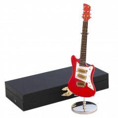 Guitarra  eléctrica  decorativa  roja.  Miniatura  en  madera.  Con  estuche  y...