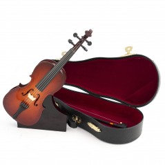 Violonchelo  decorativo  miniatura  en  madera.  Con  estuche  y  soporte