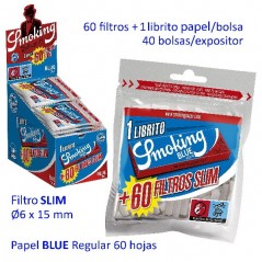Exp.  de  filtros  Smoking  Slim  de  6  mm.  (40  bolsas  x  60  filtros)  +...