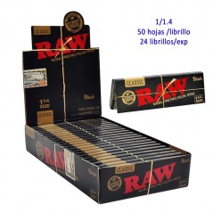 Raw  Black  1  1/4  Expositor  con  24  libritos  de  papel